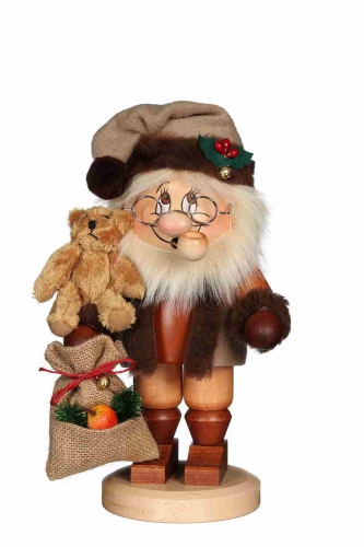 Räuchermann Wichtel Weihnachtsmann mit Teddy, 28 cm, Original Erzgebirge von Christian Ulbricht
