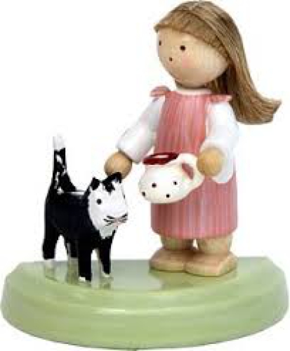 Kleines Mädchen mit schwarzer Katze, von Flade