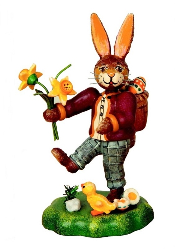 Hasenvater mit Narzisse, 10 cm, Hubrig Hasenland