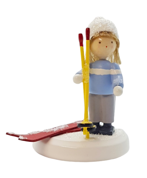 Junge mit Skiern von Flade
